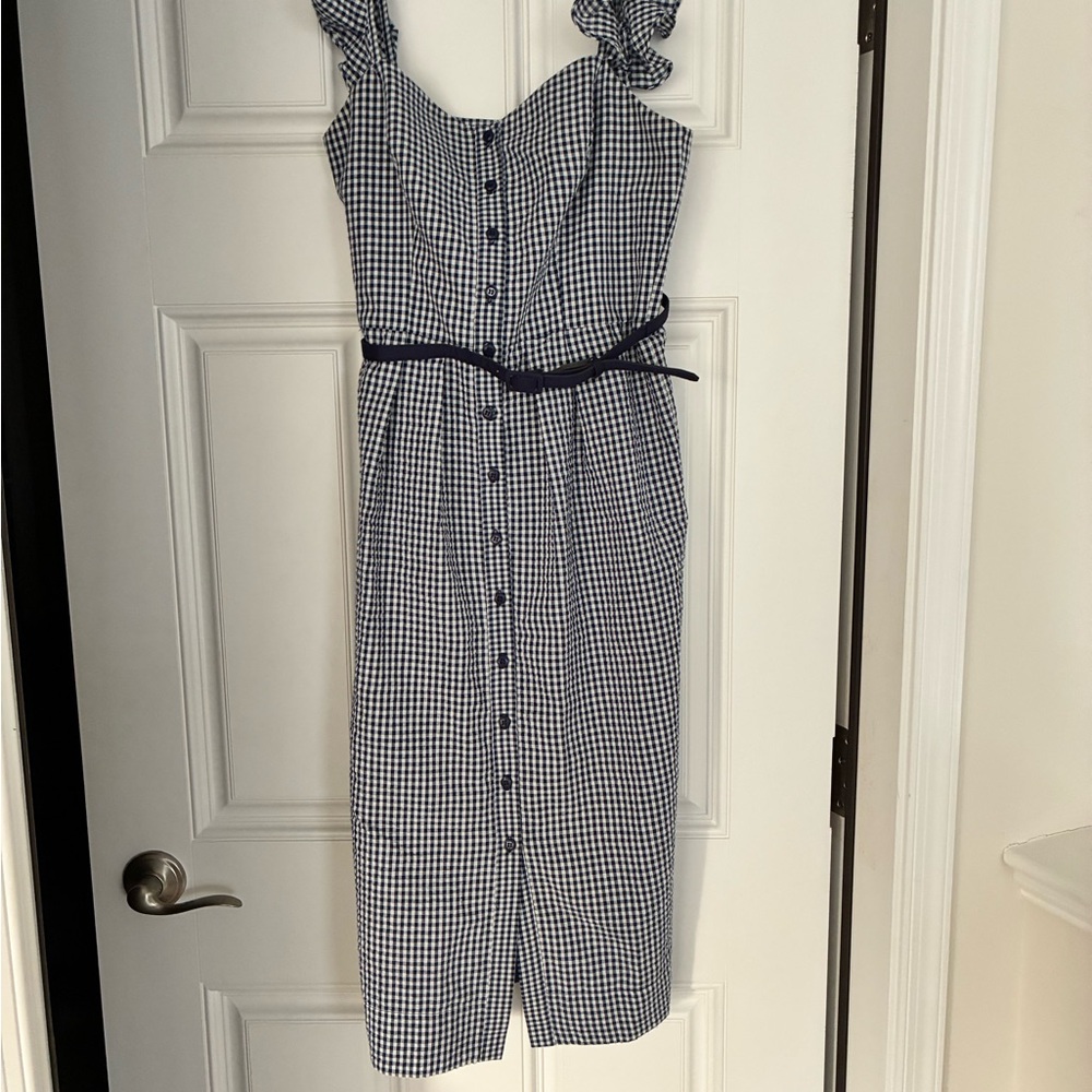 Gal Meets Glam Navy Gingham Midi Dress